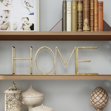 HASTINGS HOME Metal Cutout Free Standing Table Top Sign, 3D HOME Word Art Accent Decor with Gold Metallic Finish 768512LIY